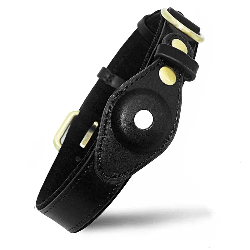 Genuine Leather Airtag Dog Collar